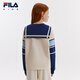 Fila Children's Clothing Children's Stretch Knitted Lapel Top 2024 Autumn and Winter New Style Pullover Sweatshirt for Girls and Adults Egg White-IV 150 cm