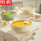Tuojin Jingdezhen ceramic cream style double-eared soup bowl large household 2024 large bowl noodle bowl instant noodles bowl-like soup basin double-eared pickled fish bowl 10 inches cream green