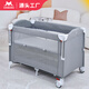 XINBORO crib, foldable and spliced large bed, mobile crib, portable newborn baby changing table, gray 110*60*76cm, movable entry and exit door, luxurious and fully equipped