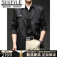 SUSTYLE高端男装2025年春秋新款印花短款风衣男青年时尚潮牌风衣外套气质 黑色 M