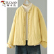 Woodpecker double-sided Chinese-style printed quilted jacket for women in winter, Western-style improved Tang suit, stand-up collar, lining, cotton padded jacket, yellow L 90-120Jin Jin equals 0.5 kg