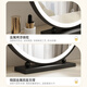 LED lighted makeup mirror desktop desktop makeup mirror dormitory bedroom supplementary light rechargeable round makeup table large mirror 60CM black fixed charging model