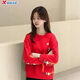 Xtep red sweatshirt children's birth year thickened girls' clothes 2026 spring skin-friendly outer wear primary school student tops sandstone red 160