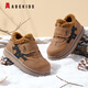 ABC KIDS children's shoes, fashionable children's velvet cotton shoes, boys' simple casual shoes, 2026 winter new girls' warm shoes, black/camel 28, inner length about 18cm