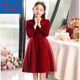 Disney (Disney) girls dress velvet children's skirt red princess dress host performance clothes autumn and winter long sleeves plus velvet red plus velvet 130