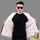 FHHUABD Ordos 100% cashmere men's short sheepskin jacket thickened cold-resistant stand-up collar middle-aged and elderly wool liner winter black white whole leather liner 4XL 180-210Jin Jin equals 0.5 kg