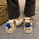 Scarecrow cartoon cute puppy plush warm cotton slippers for women autumn and winter home indoor student dormitory thick-soled furry slippers off-white 36-37 suitable for 3536 feet