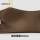 SANFU thin cup no wire push-up bra, one-line chest-wrapping, contrasting color spaghetti straps, beautiful back bra for women 513700, coffee color M, suitable for 70C/75A/B/C