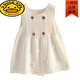 G.duck girls' knitted vest cardigan vest dress spring and autumn baby knitted long waistcoat small and medium-sized children's dress pink 120 clothing label (100 height recommended)