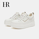 HR Helena women's shoes 2025 winter new thick sole heightening white shoes sneakers round toe laces comfortable and versatile Mi Xing 35