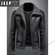 JEEP SPIRIT2025 lamb fur one-piece men's winter jacket plus velvet thickening motorcycle leather jacket men's new product black version M -115Jin Jin equals 0.5 kg