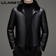 LILANZ利郎冬装男士皮衣外套休闲水貂毛可拆卸保暖皮羽绒服爸爸装男 黑色 M 170