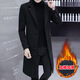 Want to fight Hangzhou Italian-French windbreaker men's mid-length woolen coat Korean version slim fashion woolen coat winter youth Garni coat pocket black L Weight 105Jin Jin equals 0.5kg -120