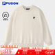 FILA FUSION Fila trendy brand couple style pullover sweatshirt simple loose knitted top autumn wear 芊豆ash-BG couple plus velvet style M