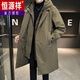恒源祥中长款男士羽绒服冬季高端潮牌假两件连帽派克服男款冬装风衣外套 军绿色 M