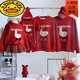 G.duck Chinese New Year parent-child clothing family portrait 2025 new family of three or four, mother and son, mother and daughter autumn and winter velvet sweatshirt New Year's greetings clothing burgundy/spring and autumn 90 children's clothing sweatshirt