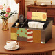 FAJIENUO American retro tissue box household living room tissue box multi-functional storage box paper tissue box remote control organizing box Orange Xunsong-A 26*26.5*13