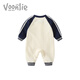 Fanlie VOONLIE baby clothes, spring clothes, newborn boy jumpsuit, one-piece suit for full moon and 100 days, super cute and cute for going out, spring and autumn, beige 80cm