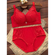 Triumph red underwear and underwear set for women in the year of birth, no rims, small breasts, push-up bra, wedding bride, 2026, year of the horse, 1202 red suit (medium thickness) 75B 34