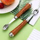 Miaopule 304 fruit scooper, solid wood handle carved knife, ice cream scooper, thickened stainless steel fruit plate gadget, small pulp spoon