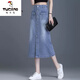 Woodpecker (TUCANO) denim skirt 2025 spring and autumn new style small high waist slit slim pear-shaped hip skirt straight skirt 698# dark blue L