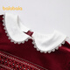 Balabala children's clothing children's dress girls spring velvet princess dress embroidered sweet doll collar fashionable red tone 00466 110