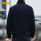 JEEP Jeep sweatshirt men's autumn and winter casual cardigan jacket men's loose stand-up collar clothing men's black 2XL