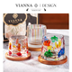 Yusen Yi Water Cup Rotating Twist Cup Wine Glass Retro Painting丨Whiskey Vianna Wine Glass Neal Gift NEAL Tree Pattern Contrast Color-Check (Pair) 1L 1 Piece