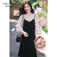 Qiushui Yiren Retro Lyocell Shirt Suspender Velvet Skirt 2025 Autumn New Women's Fashionable Versatile Suit Polka Dot XL