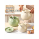 Lanyi Household Ceramic Lard Jar High Temperature Resistant Kitchen Large Capacity Seasoning Jar with Filter 5Jin Jin equals 0.5kg Oil Jar Chili Oil Container Matcha Green-Small_About 700ml
