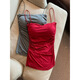 Camisole women's summer beautiful back bra all-in-one sexy hot girl trend with breast pads for inner wear and outer wear tube top, red, one size fits all, 75-125