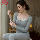 LangSha pure cotton autumn clothes and long trousers suit for women 2026 new winter thin thermal underwear and linen sweater cotton sweater thin pure cotton suit - light gray Class A pure cotton thin bottoming L No x