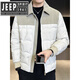 JEEP SPIRIT吉普精神2025冬季男士轻薄羽绒服时尚拼接翻领90鸭绒加厚保暖外套 米白色 3XL