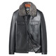Haining leather jacket first-layer cowhide jacket with velvet and removable wool collar with thickened black M