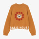 Basic House Basic House 2025 Autumn and Winter New Klein Blue Round Neck Sweater Cartoon Cat Snowflake Jacquard Lazy Style Knit Orange L