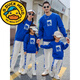 G.duck parent-child clothing autumn new trendy family of three and four suit long-sleeved cotton sweatshirt suit long-sleeved Sunday (Klein blue + black pants Mom XL