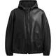 COACH FW24 solid color reversible hooded long-sleeved leather jacket for men black black S
