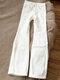 Shelley Jones white velvet bootcut jeans men's winter high-waisted slim-fit pants American high street slim scimitar pants white velvet M recommended 80-100Jin Jin equals 0.5 kg