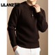 Lilang Autumn and Winter New Middle-aged Men's Heavy Thick Cardigan Fashionable Loose Round Neck Knitted Bottoming Sweater Dark Gray Thickened 3XL (Recommended 165-185Jin Jin equals 0.5kg)