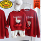 G.duck Chinese New Year parent-child clothing family portrait 2025 new family of three or four, mother and son, mother and daughter autumn and winter velvet sweatshirt New Year's greetings clothing burgundy/spring and autumn 90 children's clothing sweatshirt