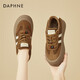 DAPHNE Daphne winter velvet and height-increasing cotton shoes for women 2025 new American campus thick-soled all-match casual sports moral training sneakers caramel color velvet heel height 4cm 35 (225mm)