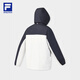 FILA Official Men's Cotton Clothes 2026 Spring New Outdoor Sports Comfortable Warm Color Blocked Hooded Jacket Snow White-WT L 175/96A/L