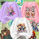 Crazy Animal Nick Judy plus velvet sweatshirt for boys and girls, autumn and winter round neck thickened top, pure cotton clothes for children and middle-aged children, pink sweatshirt style 3, pure cotton and velvet 12053 120