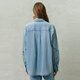 Fabrique washed light blue floral embroidered cotton and linen denim shirt 2026 spring new arrival light blue XS
