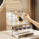 Yu Cape Seat Cosmetic Storage Box Desktop Dustproof Dressing Table Skin Care Product Lipstick Storage Rack Acrylic Organizing Cabinet Transparent White 26*18*32.5cm