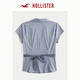 HOLLISTER American waist lace-up slim fit inner short-sleeved shirt 26 spring new women's clothing 340-6070 blue plaid M (165/88A)