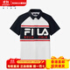 Fila Children's Clothing Shirts 2025 Autumn New Boys' Short-sleeved Lapel POLO Shirt for Medium and Large Children Cloud Mushroom White-WT 140 cm