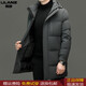 利郎（LILANZ）男装新款冬季中长款男士加厚羽绒服连帽可拆卸保暖防风外套潮 黑色 M 170(建议体重100-120斤)