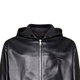 Prada New Year's gift SS22 solid color zipper hooded leather jacket men's black one size 50