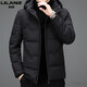 利郎（LILANZ）男装连帽服冬季加厚保暖中青年男士休闲短款防寒羽绒服外套 W2186黑色 M 170